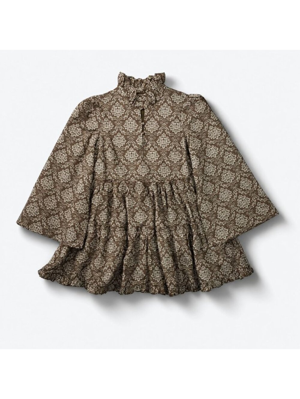 Hyacinth House Russell Mini Dress Olive Women’s Small Bell Sleeve Tiered NWT - Picture 16 of 16